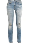 R13 Distressed faded mid-rise skinny jeans,US 14693524282898581