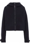 JIL SANDER WOMAN BRUSHED WOOL AND CASHMERE-BLEND HOODED JACKET MIDNIGHT BLUE,US 7789028783962316
