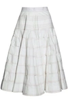 THOM BROWNE Checked cotton flared midi skirt,GB 7789028785059369