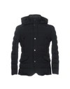 Moorer Padded Dark Blue Jacket With Central Button In Dark Blue