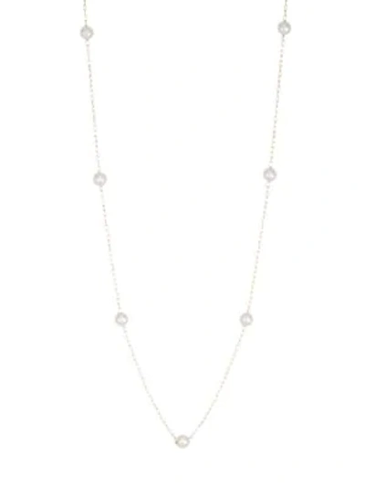 Mizuki 14k Long Pearl Station Necklace In Yellow Gold