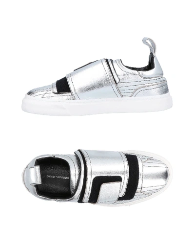 Paco Rabanne Crackled Metallic Leather Sneakers In Silver