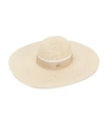 Maison Michel Blanche Grosgrain-trimmed Straw Sunhat In Nude Neutrals