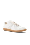 Maison Margiela Off White Leather And Grey Suede Replica Sneakers In White
