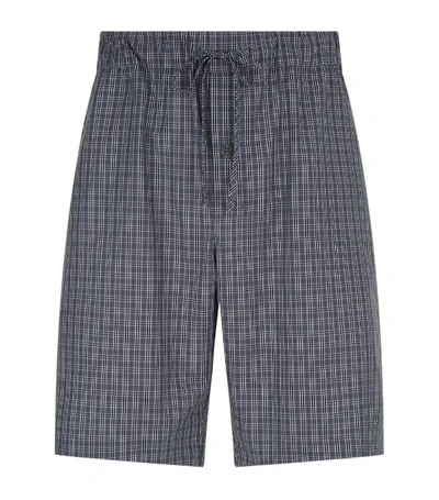 Hanro Cotton Check Pyjama Shorts In Grey Check