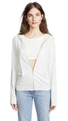 Monrow Gathered Back Zip Up Hoodie In Ash