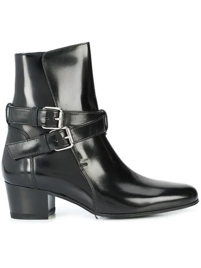 Amiri Buckle Ankle Boots In Black