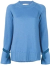 ANTONIA ZANDER ANTONIA ZANDER CASHMERE RUFFLE TRIM SWEATER - BLUE,EFIA12823408