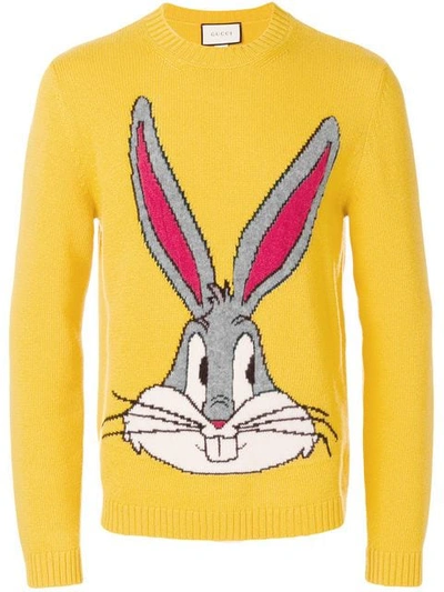 Gucci Bugs Bunny Intarsia Knit Jumper In Yellow