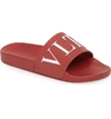 Valentino Logo Print Pvc Slide Sandals In Red/ White