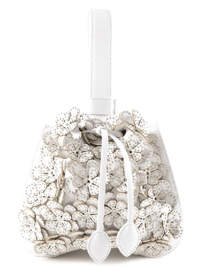 Alaïa Floral Studded Tote In Optic White