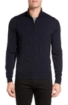 John Smedley 'tapton' Quarter Zip Merino Wool Sweater In Midnight