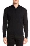 John Smedley 'tapton' Quarter Zip Merino Wool Sweater In Black