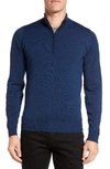 John Smedley 'tapton' Quarter Zip Merino Wool Sweater In Indigo