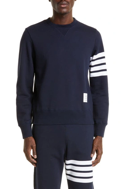 Thom Browne Stripe Sleeve Sweatshirt In Navy