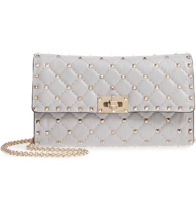 Valentino Garavani Rockstud Matelasse Quilted Leather Crossbody Bag In Pastel Grey