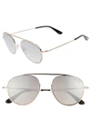 TOM FORD KEITH 55MM METAL AVIATOR SUNGLASSES - ROSE GOLD/ SMOKE/ SILVER,FT0599W5528C