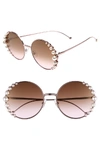 Fendi Women's Ribbons And Pearls Oversized Round Sunglasses, 58mm In Pink
