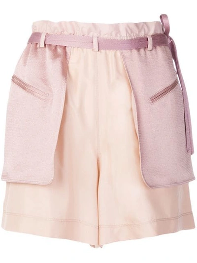 Valentino Contrast-pocket Elasticated-waist Shorts In Pink