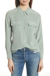 Equipment Slim Signature Silk Shirt In Olive Branch
