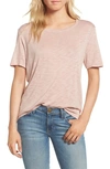 Splendid Slub Crewneck Tee In Pink Beige