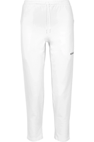 Vetements Embroidered Stretch-cotton Track Pants In White
