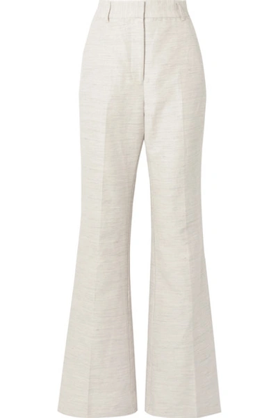 Rebecca Vallance Maya Cotton And Linen-blend Wide-leg Trousers In Light Grey