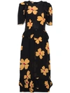SIMONE ROCHA floral print scallop trimmed silk dress,37310206