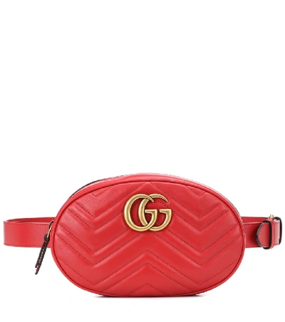 Gucci Gg Marmont Quilted Leather Belt Bag In Red