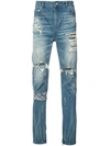 GOD'S MASTERFUL CHILDREN RIPPED PAISLEY INSERT JEANS,GMC02AHJ07B12811865