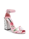 DOLCE & GABBANA Floral-Print Block Heel Sandals