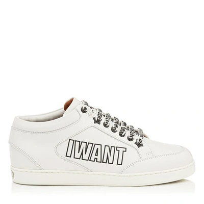 Jimmy Choo Miami Chalk Nappa Leather Sneakers With Logo Embossed Leather In White