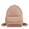 Jimmy Choo Cassie Ballet Pink Nappa Leather Backpack With Gold Round Stud Detailing