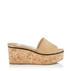 Jimmy Choo Deedee 80 Suede Platform Slides In Camel