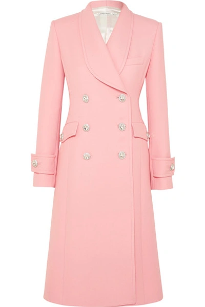 Alessandra Rich Crystal-embellished Wool-cady Coat In Pink