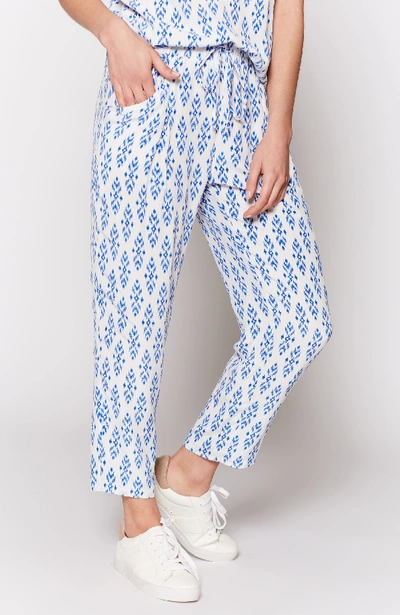 Joie Printed Silk Trousers In Baja Blue