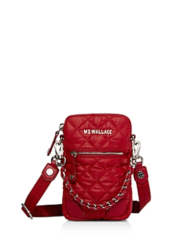 Mz Wallace Crosby Micro Lacquer Crossbody In Medium Red/gold