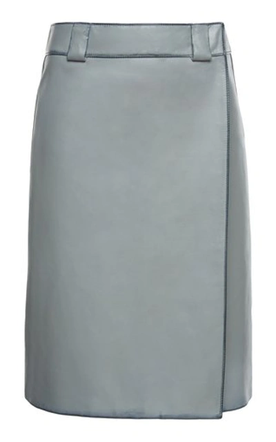 Prada Leather Skirt In Grey
