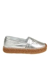 DOLCE & GABBANA ESPADRILLAS IN SILVER LEATHER WITH LOGO,10556622