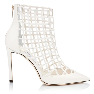 Jimmy Choo Women's Sheldon 100 Caged Leather High-heel Booties In Chalk