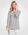 ANN TAYLOR STRIPE TIE SLEEVE TOP,462232