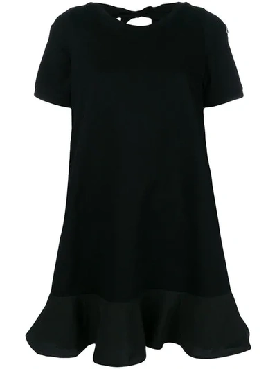 Moncler Black Short T-shirt Dress In Black