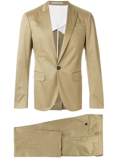 Dsquared2 Manchester Stretch Cotton Suit In Neutrals