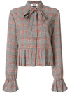MSGM MSGM HOUNDSTOOTH BLOUSE - GREY,2341MDE0517464512235576
