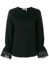SEE BY CHLOÉ SEE BY CHLOÉ LACE-TRIMMED BLOUSE - BLACK,CHS18UJH2008112811127