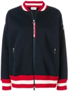 MONCLER striped trim zipped sweatshirt,84516008314312829422