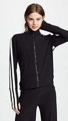 Norma Kamali Striped Webbing-trimmed Stretch-velvet Track Jacket In Black/engineered Stripe