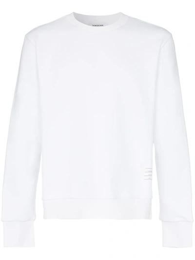 Thom Browne Center-back Stripe Jersey Pullover In White