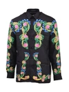 Versace Miami Signature Silk Button-down In Black