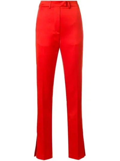 Msgm Slit Cuff Trousers In Red